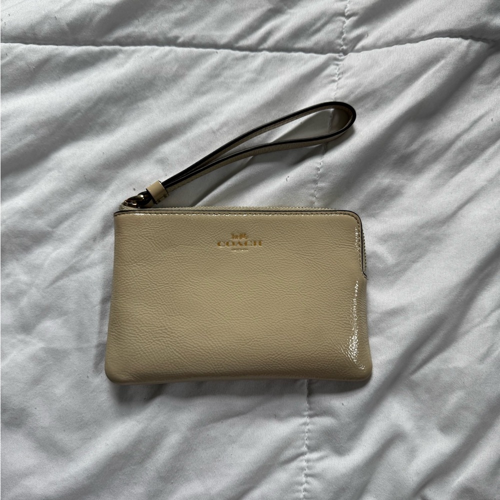 Coach Tan Leather Wristlet Clutch